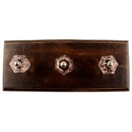 Pink Hexagon Glass Cut Wooden Hook